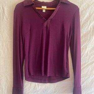 Merona Women's Long Sleeve V-Neck Top - Plum